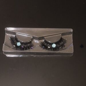 Decorative Black False Eyelashes with Floral Accents